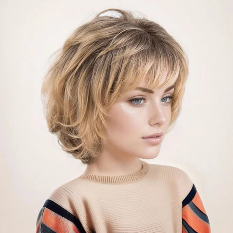 New best-selling short curly , European American style for middle-aged and elderly women, voluminous wig with side bangs
New best-selling short curly , European American style for middle-aged and elderly women, voluminous wig with side bangs