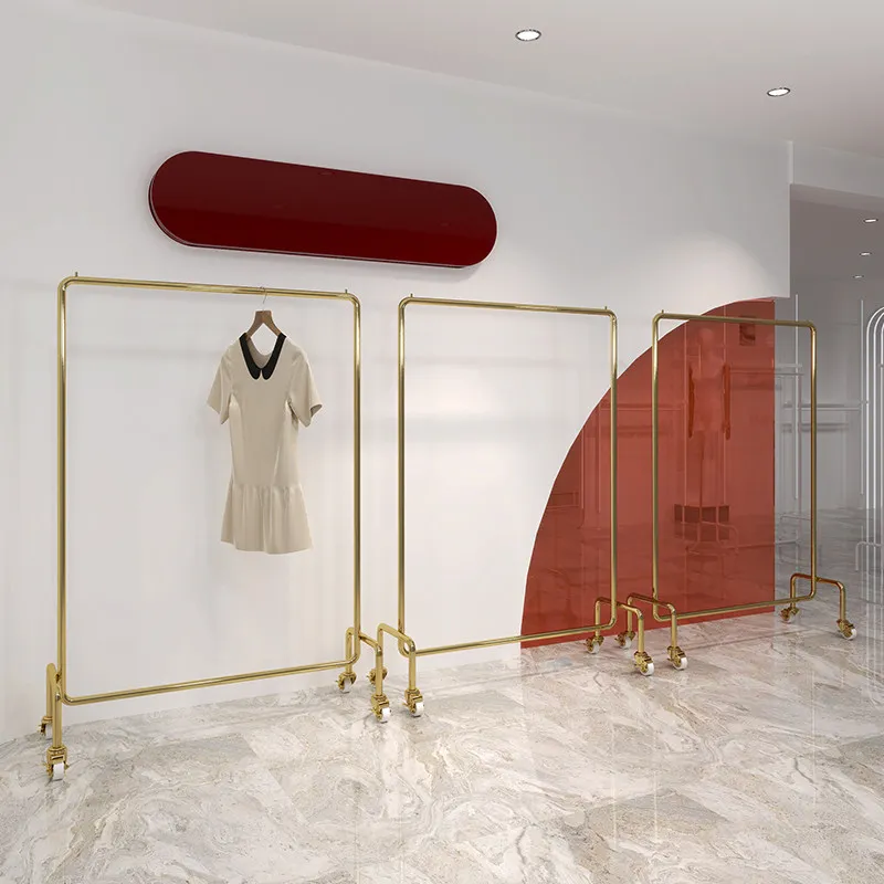 Clothing store display rack Floor-to-ceiling stainless steel titanium hanging clothes shelf Women's clothing store decoration
Clothing store display rack Floor-to-ceiling stainless steel titanium hanging clothes shelf Women's clothing store decoration