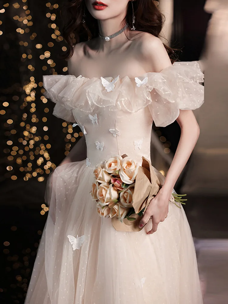 Elegant Boat Neck Evening Dresses Strapless Ruffles Butterfly Backless Dress Formal Banquet Gowns Robe Demoiselle Honneur Femme
Elegant Boat Neck Evening Dresses Strapless Ruffles Butterfly Backless Dress Formal Banquet Gowns Robe Demoiselle Honneur Femme