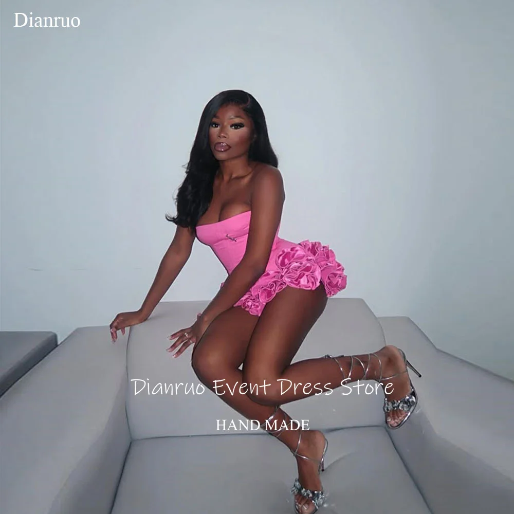 Dianruo Fuchsia Ruffled Bodycon Prom Dresses A Line Sexy Satin Cocktail Dresses Mini Strapless Birthday Party Dresses Customized
Dianruo Fuchsia Ruffled Bodycon Prom Dresses A Line Sexy Satin Cocktail Dresses Mini Strapless Birthday Party Dresses Customized