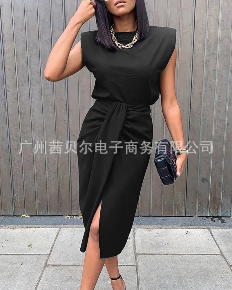 Womens Dress Sets 2023 New Black Wide Shoulder Waist Twisted High Split Set Skirt for Women
Womens Dress Sets 2023 New Black Wide Shoulder Waist Twisted High Split Set Skirt for Women