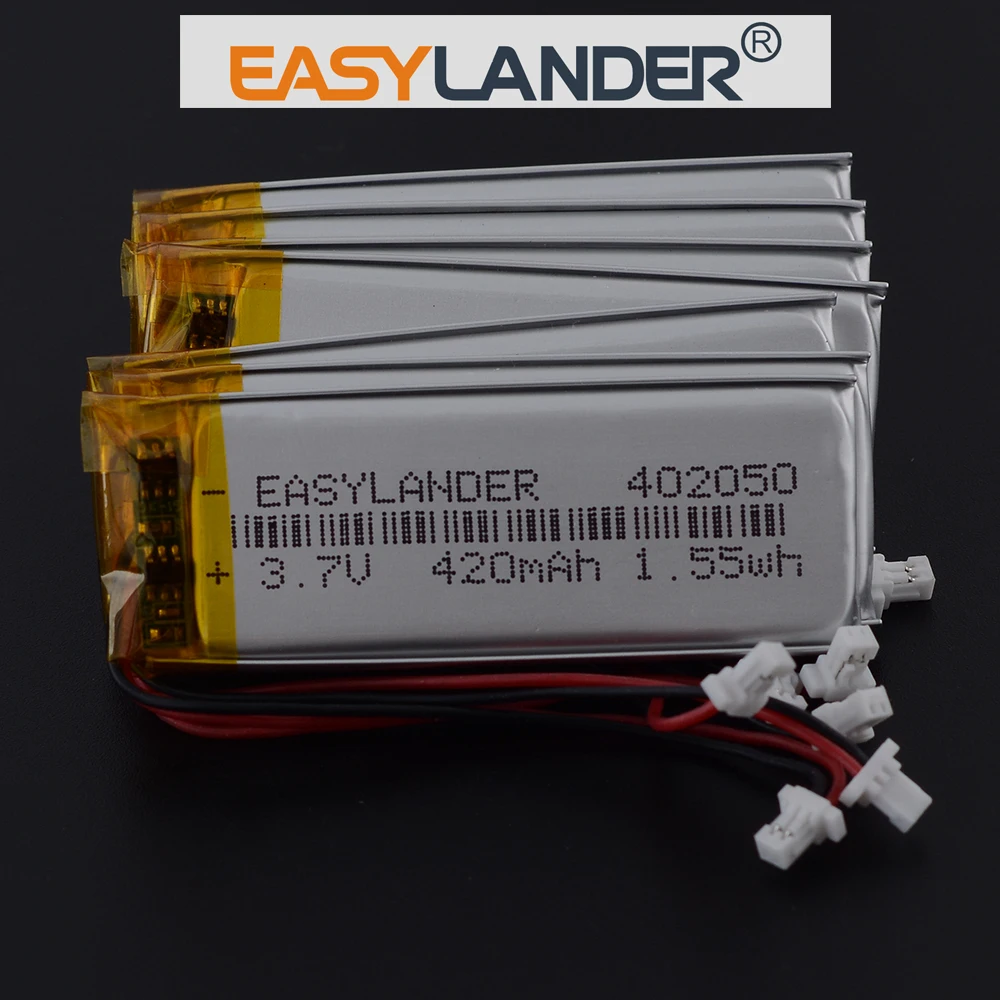 10Pcs/Lot SH1.0 2P 402050 3.7V 420mAh Rechargeable Li-Polymer Li-ion Battery With Silicone Wires
10Pcs/Lot SH1.0 2P 402050 3.7V 420mAh Rechargeable Li-Polymer Li-ion Battery With Silicone Wires