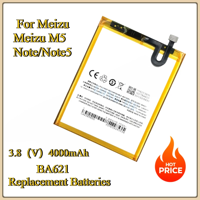 New BA621Replacement Batteries For Meizu Meizu M5 Note/Note5 M3 Note L681H L681 L-version Mobile Phone Battery
New BA621Replacement Batteries For Meizu Meizu M5 Note/Note5 M3 Note L681H L681 L-version Mobile Phone Battery