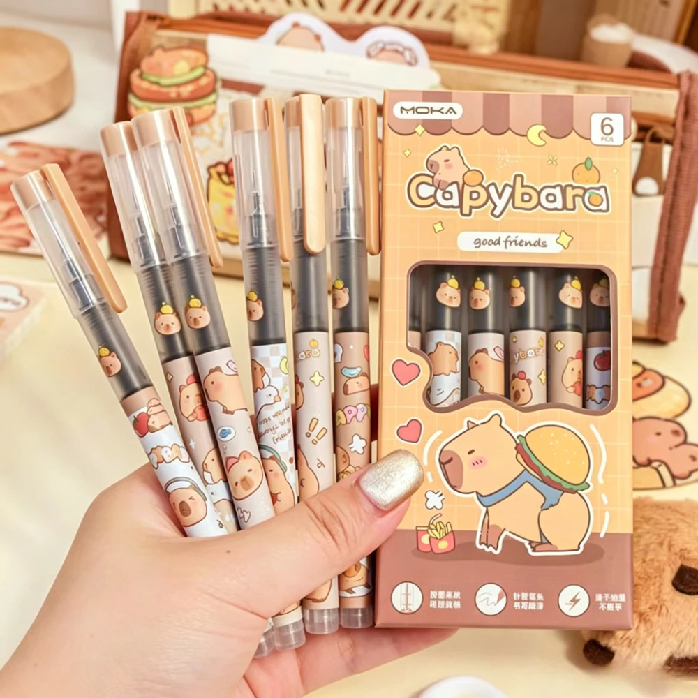 Cute Capybara Direct Liquid Gel Pen 6Pcs/Set 0.5mm Black Ink Quick Dry Writing Pen with Clip Kawaii Stationery School Supplies
Cute Capybara Direct Liquid Gel Pen 6Pcs/Set 0.5mm Black Ink Quick Dry Writing Pen with Clip Kawaii Stationery School Supplies