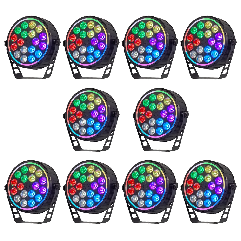 10 PCS / Lot 18x12w RGBW+Auxiliary Light 5in1 Led Par Light Full Color Led Flat Light For Bar, DJ ,Wedding ,Festival Patry
10 PCS / Lot 18x12w RGBW+Auxiliary Light 5in1 Led Par Light Full Color Led Flat Light For Bar, DJ ,Wedding ,Festival Patry
