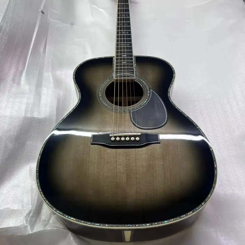 6-String Black Sunburst OM Acoustic Guitar, Abalone Binding & Ebony Fingerboard, US Stock Fast Delivery
6-String Black Sunburst OM Acoustic Guitar, Abalone Binding & Ebony Fingerboard, US Stock Fast Delivery