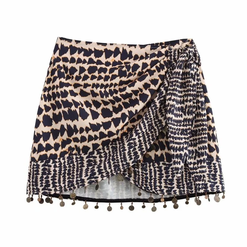 2026 Sexy Leopard Print Mini Skirt Women Asymmetrical Tie Waist Metal Fringe Hem Skirt for Party Street Wear
2026 Sexy Leopard Print Mini Skirt Women Asymmetrical Tie Waist Metal Fringe Hem Skirt for Party Street Wear