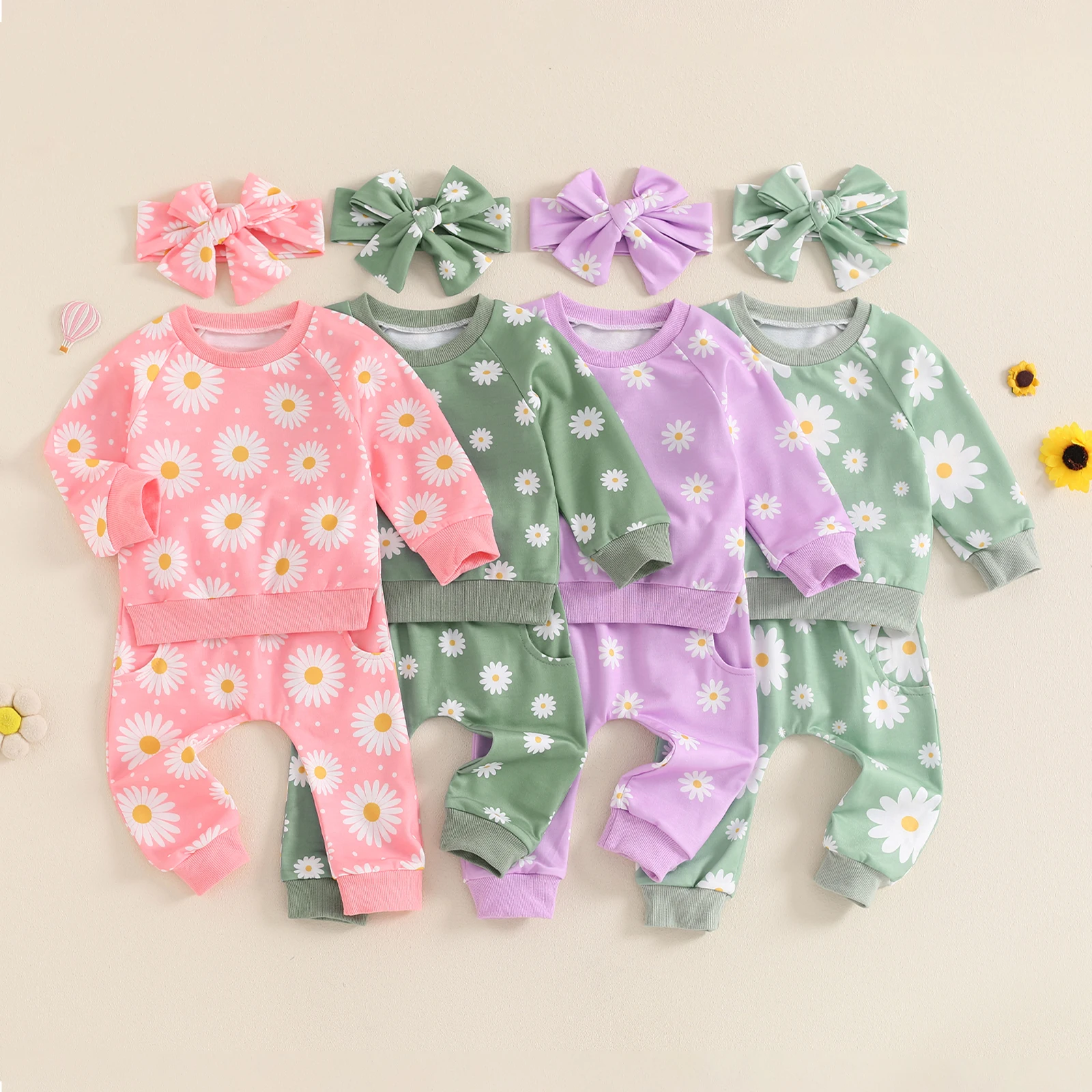 0-3 Years Baby Girls Clothes Outfit Flower Print Long Sleeve Crew Neck Sweatshirt with Sweatpants Headband Fall Outfit
0-3 Years Baby Girls Clothes Outfit Flower Print Long Sleeve Crew Neck Sweatshirt with Sweatpants Headband Fall Outfit