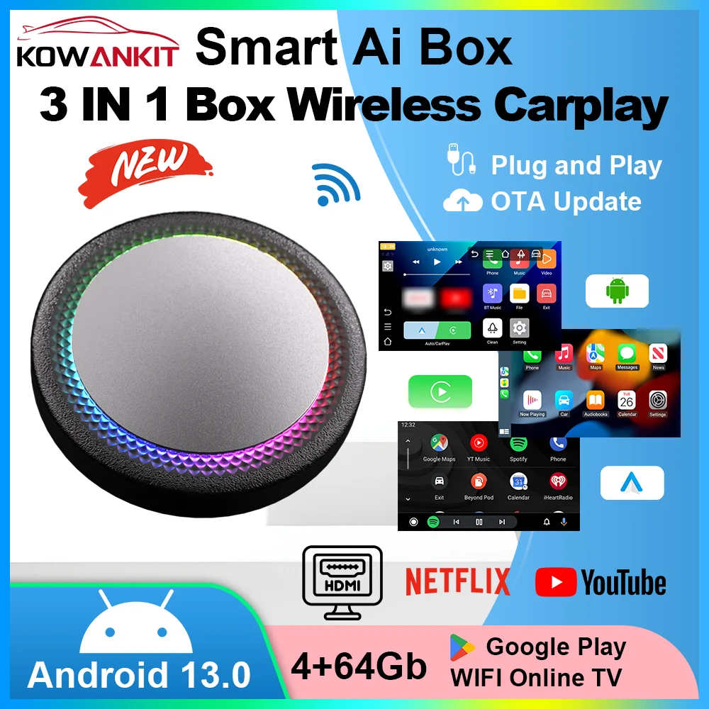 3 in 1 Wireless Carplay Dongle Android Auto Wireless Adapter Plug & Play Android13 TV Box 4+64GB Car for bluetooth KowanKit 2026
3 in 1 Wireless Carplay Dongle Android Auto Wireless Adapter Plug & Play Android13 TV Box 4+64GB Car for bluetooth KowanKit 2026