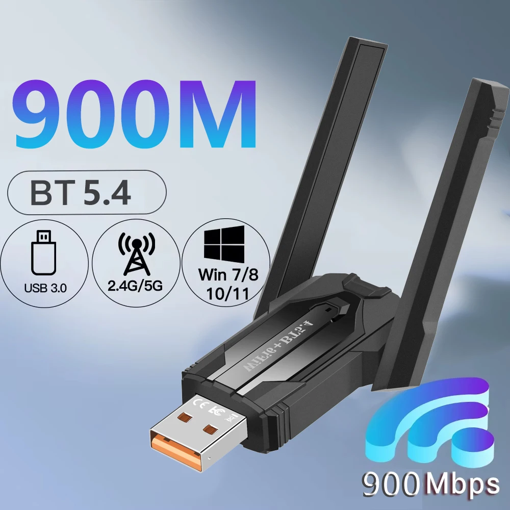 900Mbps USB WiFi Bluetooth5.4 Adapter 2in1 Network Card Dual Band 2.4G 5GHz Wi-Fi Antenna Mini Wireless Receiver PC Accessories
900Mbps USB WiFi Bluetooth5.4 Adapter 2in1 Network Card Dual Band 2.4G 5GHz Wi-Fi Antenna Mini Wireless Receiver PC Accessories
