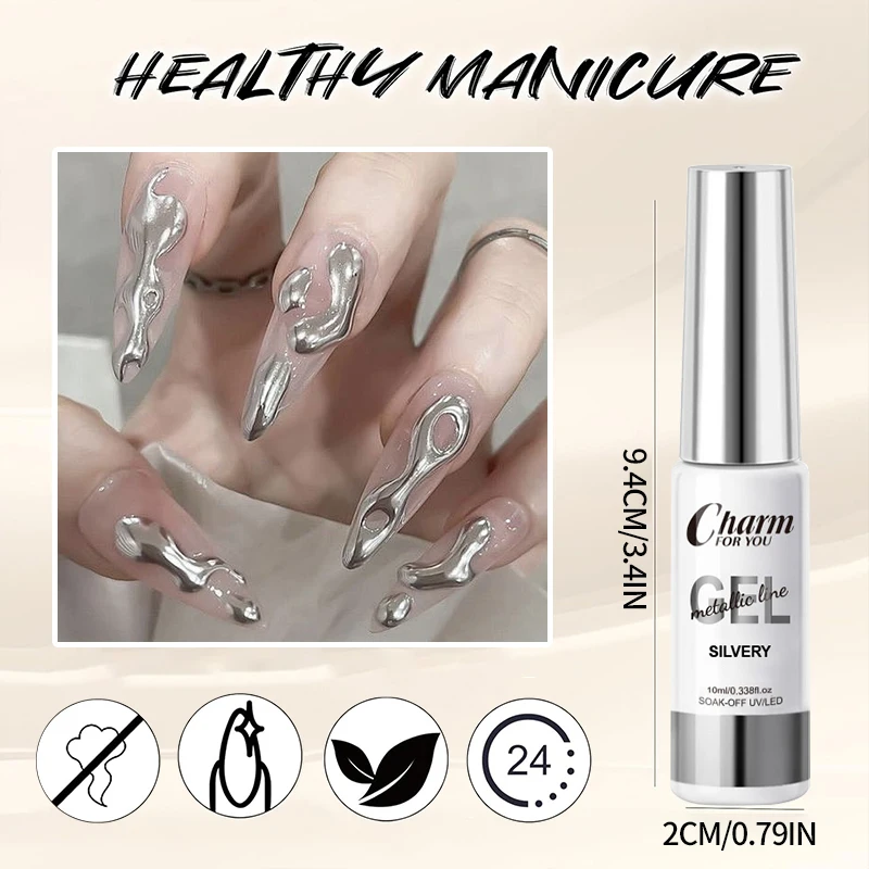 Gold Silver Metallic Liner Paint Gel Nail Polish Chrome Mirror Metal Effect Super Bright French UV LED Semi Permanent Nail Gel
Gold Silver Metallic Liner Paint Gel Nail Polish Chrome Mirror Metal Effect Super Bright French UV LED Semi Permanent Nail Gel