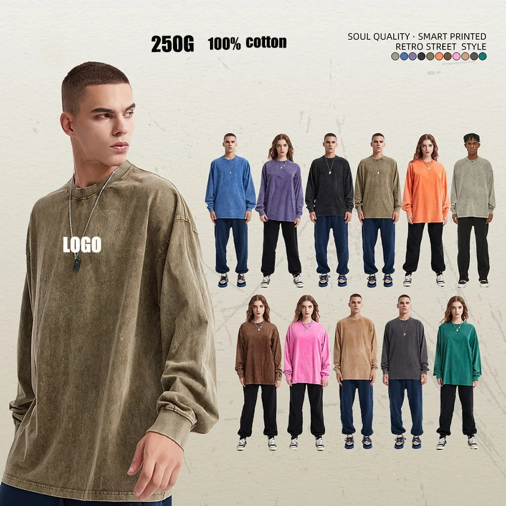 Custom LOGO Men's New Batik 250G Long Sleeve T-Shirt Spring and Autumn 100% Cotton Washed Old T-Shirt matching outfits
Custom LOGO Men's New Batik 250G Long Sleeve T-Shirt Spring and Autumn 100% Cotton Washed Old T-Shirt matching outfits