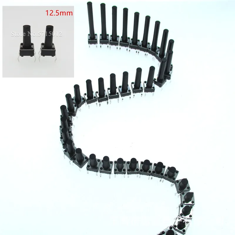 500pcs/lot 6*6*12mm 6x6x12.5mm Micro Push Button switch Tactile Tact Switch reset 4pin copper feet Black
500pcs/lot 6*6*12mm 6x6x12.5mm Micro Push Button switch Tactile Tact Switch reset 4pin copper feet Black