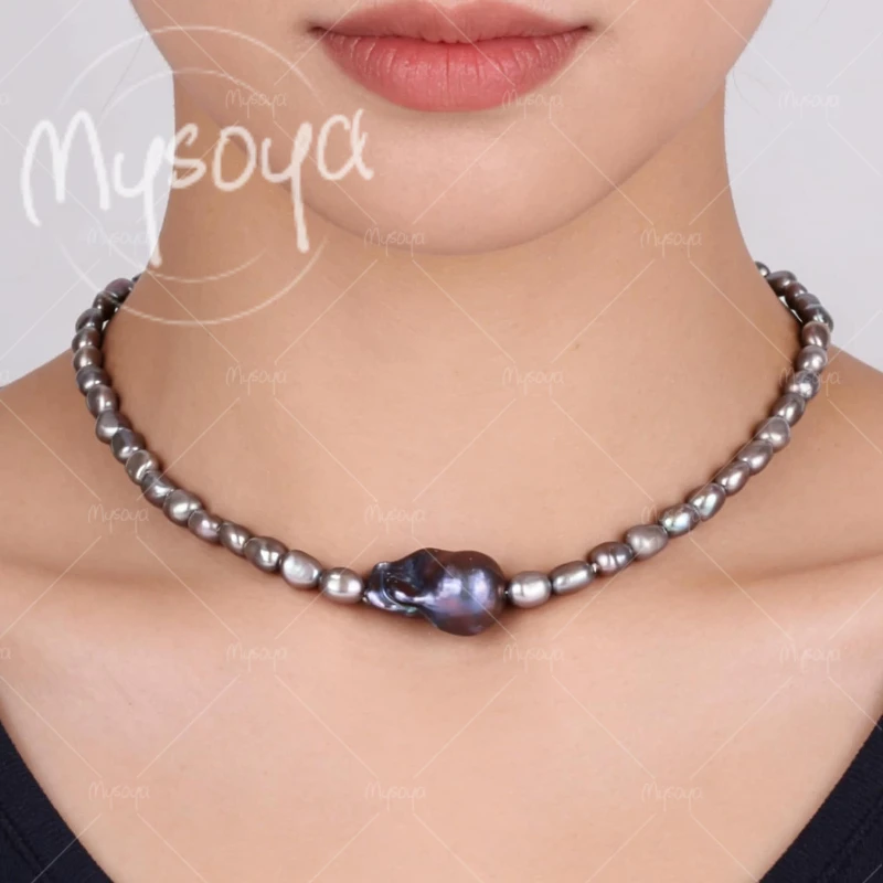 MYSOYA 6-7mm & 12-13mm Black Baroque Pearl Necklace for Girlfriend/ Mother, for Wedding/mother's Day Gift A0495
MYSOYA 6-7mm & 12-13mm Black Baroque Pearl Necklace for Girlfriend/ Mother, for Wedding/mother's Day Gift A0495