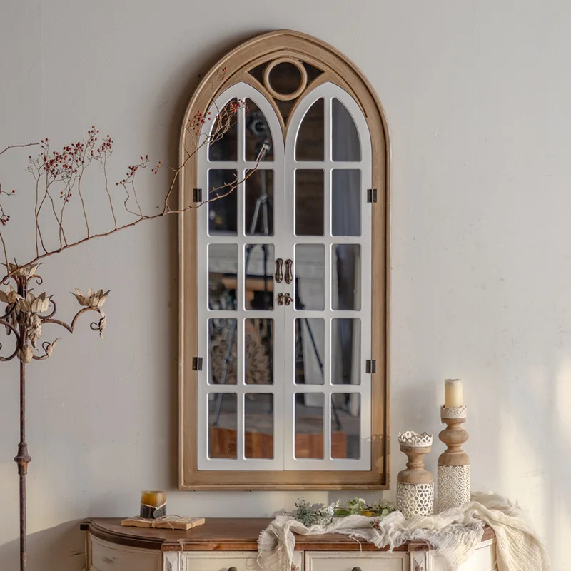 Wall decoration can open false windows, homestay photography props, retro background wall simulation arc mirror 
Wall decoration can open false windows, homestay photography props, retro background wall simulation arc mirror