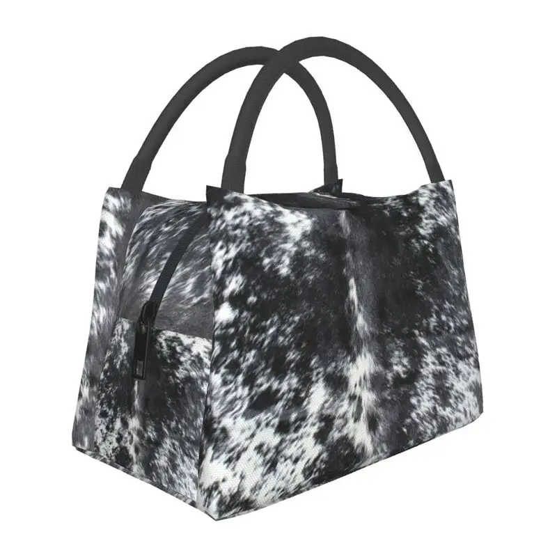 Cowhide Black And White Texture Insulated Lunch Bag for School Office Animal Hide Leakproof Cooler Thermal Lunch Box Women
Cowhide Black And White Texture Insulated Lunch Bag for School Office Animal Hide Leakproof Cooler Thermal Lunch Box Women