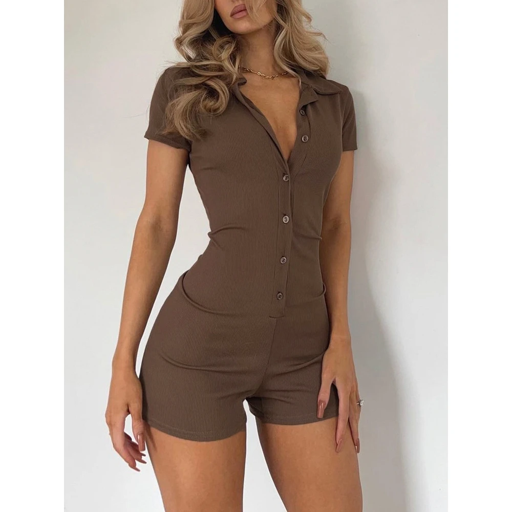 Casual Basic Pure Color Flip Collar Buttoned Ribbed Fitted Shortie Onesie High Waist Five Inch Pants No Brand Registered Trad...
Casual Basic Pure Color Flip Collar Buttoned Ribbed Fitted Shortie Onesie High Waist Five Inch Pants No Brand Registered Trad...