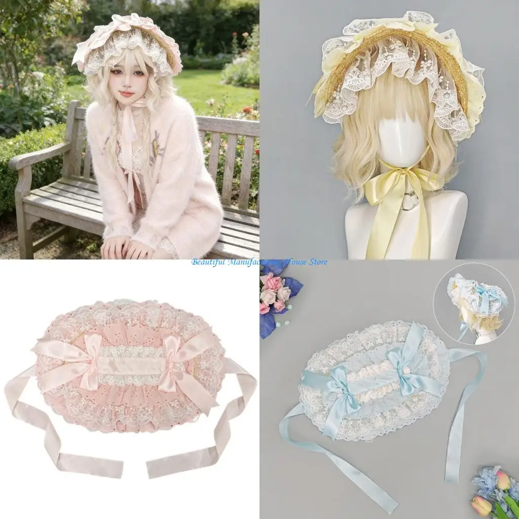 E56A Rural Styles Straw Sun Hat Lace Bonnet Hat For Traditional Enthusiasts Cocktail and TeaParty Photography Props
E56A Rural Styles Straw Sun Hat Lace Bonnet Hat For Traditional Enthusiasts Cocktail and TeaParty Photography Props