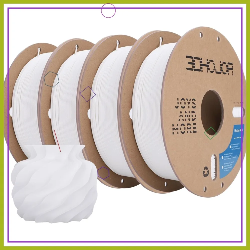 Matte PLA Filament 1.75mm, 1kg*4 Bundle Cardboard Spool, 3D Printing Filament for Most FDM Printers, Milky White
Matte PLA Filament 1.75mm, 1kg*4 Bundle Cardboard Spool, 3D Printing Filament for Most FDM Printers, Milky White