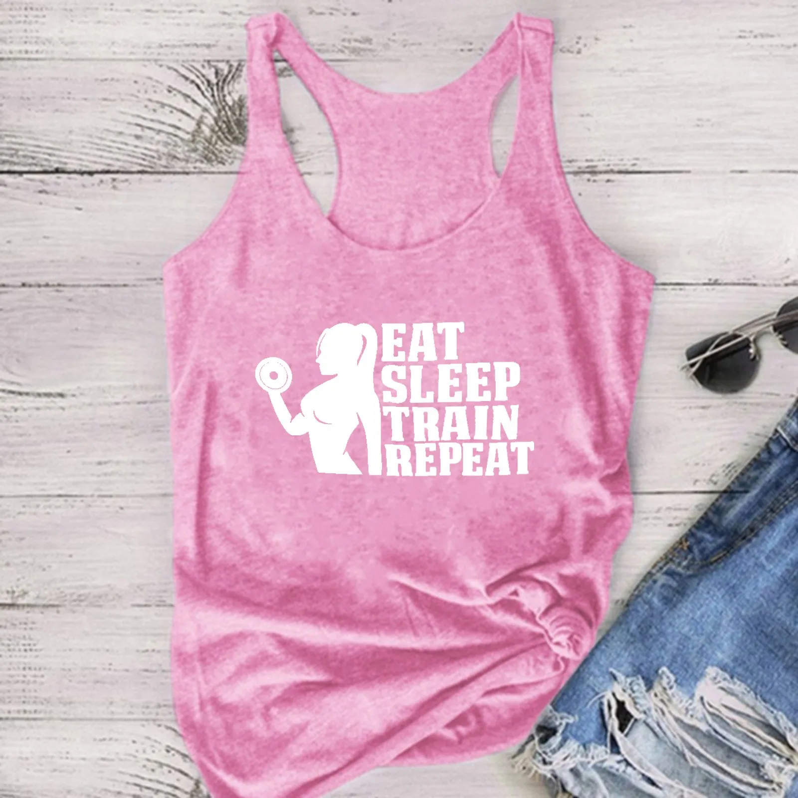 Eat Sleep Train Repeatedly Women's Racerback Tank Gift For Girls Motivational Gym Tank Top Funny Weightlifting Workout Training
Eat Sleep Train Repeatedly Women's Racerback Tank Gift For Girls Motivational Gym Tank Top Funny Weightlifting Workout Training