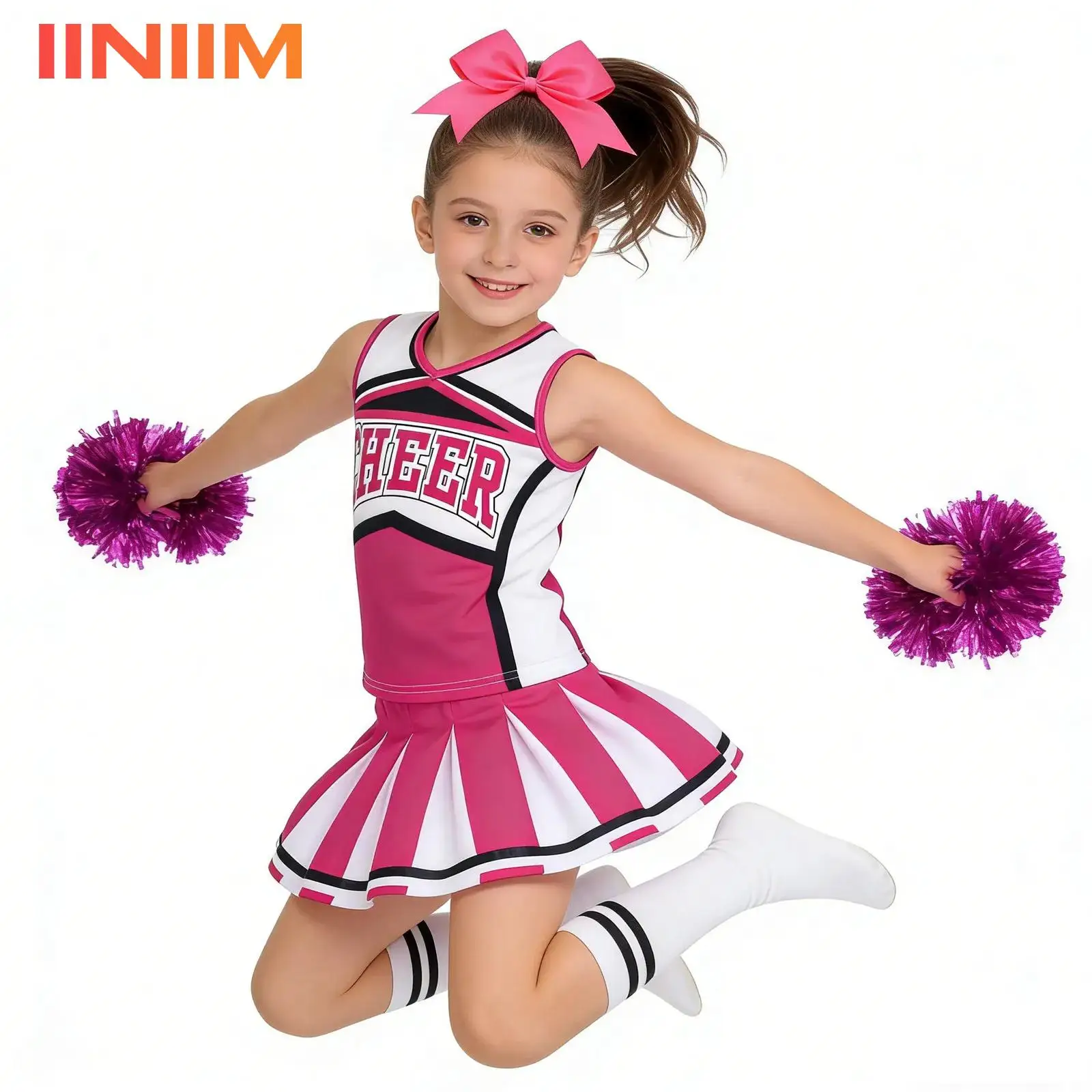 Kids Girls Cheer Leader Costume Cheerleading uniform Letter Print Top with Skirt Cute Bowknot Hair Ties Tassel Hand Flowers
Kids Girls Cheer Leader Costume Cheerleading uniform Letter Print Top with Skirt Cute Bowknot Hair Ties Tassel Hand Flowers