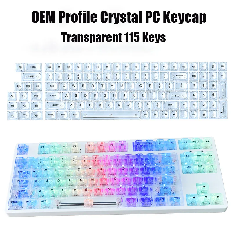 115 Keys Ice Crystal Transparent PC Keycaps OEM Profile Backlit RGB Mechanical Keyboard DIY Custom MX Switch Gaming Key Caps
115 Keys Ice Crystal Transparent PC Keycaps OEM Profile Backlit RGB Mechanical Keyboard DIY Custom MX Switch Gaming Key Caps