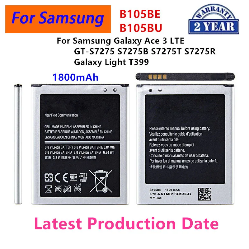 Brand New B105BE B105BU Battery 1800mAh For Samsung Galaxy Ace 3 LTE GT-S7275 S7275B S7275T S7275R Galaxy Light T399
Brand New B105BE B105BU Battery 1800mAh For Samsung Galaxy Ace 3 LTE GT-S7275 S7275B S7275T S7275R Galaxy Light T399