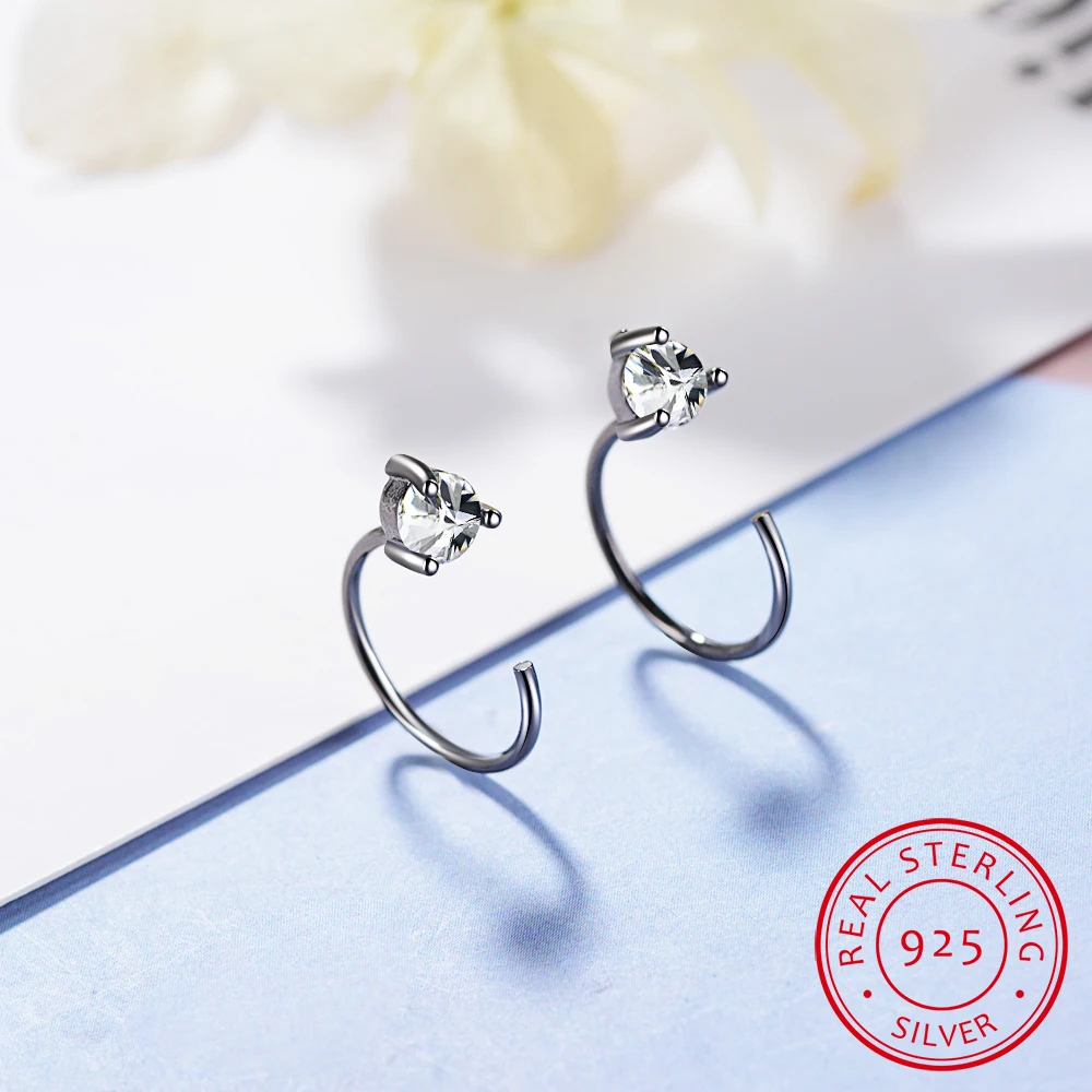 S925 Sterling Silver Earring Fashion Personality Zircon Hook Half Circle Screw Earring Ear Bone Nails Wild Female Silver Jewelry
S925 Sterling Silver Earring Fashion Personality Zircon Hook Half Circle Screw Earring Ear Bone Nails Wild Female Silver Jewelry