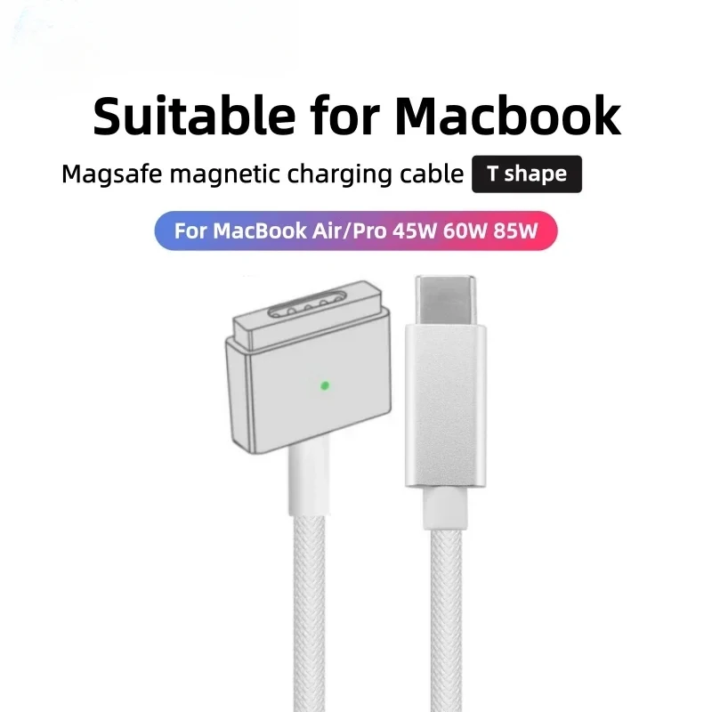 USB C to MagSafe 2 T Tip Braided Charging Cable for MacBook Air Pro Fast Magnetic Charger Cord Compatible 45W 60W 85W
USB C to MagSafe 2 T Tip Braided Charging Cable for MacBook Air Pro Fast Magnetic Charger Cord Compatible 45W 60W 85W