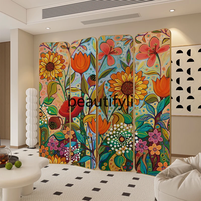 Modern sunflower aluminum alloy screen partition, live broadcast background decoration, porch occlusion, foldable movement
Modern sunflower aluminum alloy screen partition, live broadcast background decoration, porch occlusion, foldable movement