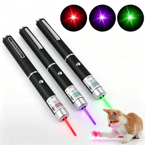 (Do not provide batteries) Green Red Laser Pointer Teaching Tool Pet Automatic Cat Toys Laser Focus Lazer Pen Combination