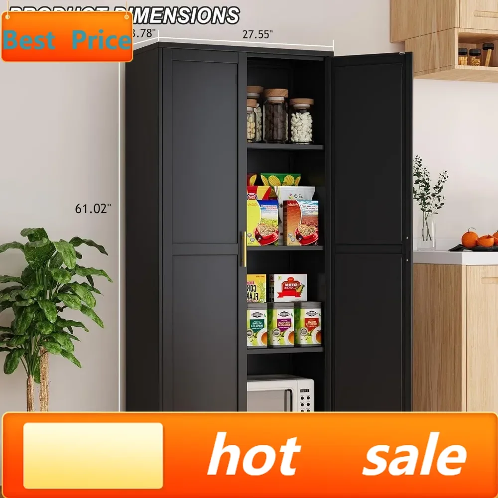 Hot sales61" Metal Storage Cabinet with 2 Doors, Adjustable Shelves, Gold Handles - Versatile Kitchen Pantry for Home Organizati
Hot sales61" Metal Storage Cabinet with 2 Doors, Adjustable Shelves, Gold Handles - Versatile Kitchen Pantry for Home Organizati
