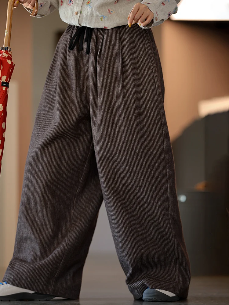 Artistic Casual Straight Leg Pants Women's Loose Fit Trousers Earth Brown Stripe Drapey Sle Cotton Linen Blend Pants
Artistic Casual Straight Leg Pants Women's Loose Fit Trousers Earth Brown Stripe Drapey Sle Cotton Linen Blend Pants