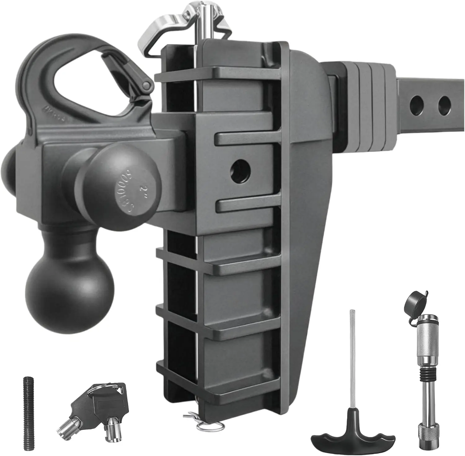 Adjustable Trailer Drop Hitch, Truck Tow Hitch for 2 inch Receiver, Heavy Duty Aluminum Tri Ball with Shackle for Towing, 6" Dro
Adjustable Trailer Drop Hitch, Truck Tow Hitch for 2 inch Receiver, Heavy Duty Aluminum Tri Ball with Shackle for Towing, 6" Dro