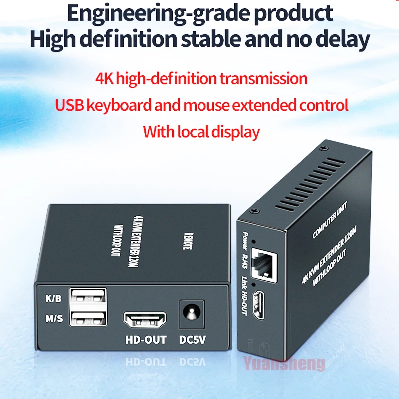 4K 120M KVM Extender for HDMI over RJ45 Ethernet cable Audio video Extender Signal Amplifier Expander suport Mouse Keyboard
4K 120M KVM Extender for HDMI over RJ45 Ethernet cable Audio video Extender Signal Amplifier Expander suport Mouse Keyboard