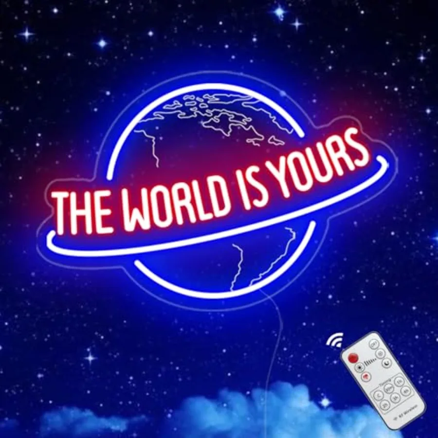 The World Is Yours Neon Sign, Remote Dimmer Planet LED Neon Light Lamp for Wall Decor, USB Power for Man Cave Home Bar Bistro C
The World Is Yours Neon Sign, Remote Dimmer Planet LED Neon Light Lamp for Wall Decor, USB Power for Man Cave Home Bar Bistro C