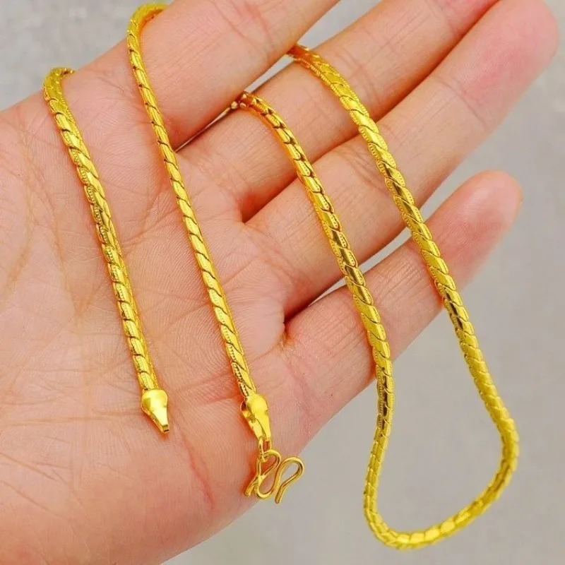 Вьетнамское песочное позолоченное мужское ожерелье-цепочка в виде змеи, устойчивое к потускнению, регулируемый подарок для парня, модные украшения на день рождения
Вьетнамское песочное позолоченное мужское ожерелье-цепочка в виде змеи, устойчивое к потускнению, регулируемый подарок для парня, модные украшения на день рождения