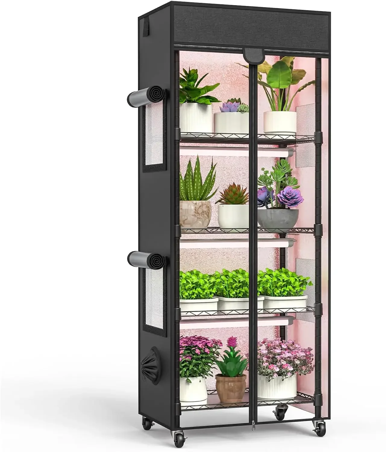 Indoor Greenhouse with Grow Light, 5 Tier 23.2" L×13.3" W×61.3" H Indoor Green House, with 96W Full Spectrum Growing Lamps,Metal
Indoor Greenhouse with Grow Light, 5 Tier 23.2" L×13.3" W×61.3" H Indoor Green House, with 96W Full Spectrum Growing Lamps,Metal