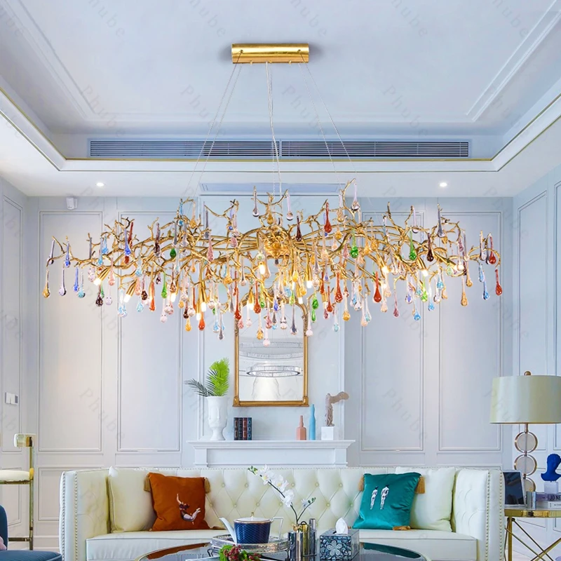 Phube Lighting Artistic Branches Crystal Chandeliers Light Water Drops Ceiling lamp Colored Glazed Bar Salon Brass Pendant Light
Phube Lighting Artistic Branches Crystal Chandeliers Light Water Drops Ceiling lamp Colored Glazed Bar Salon Brass Pendant Light