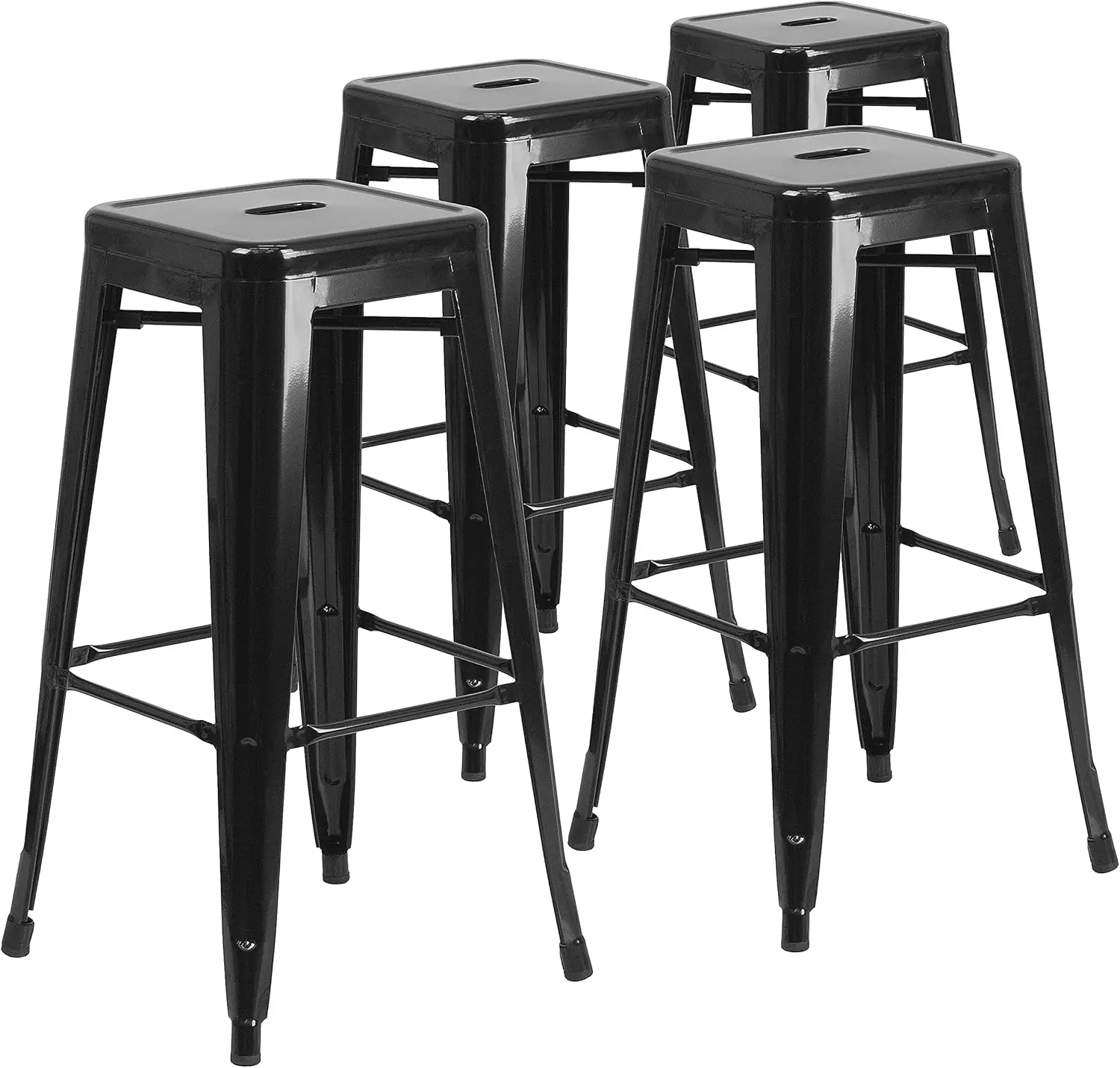 Lily 4 Pack Commercial Grade 30" High Backless Black Metal Indoor-Outdoor Barstool with Square Seat
Lily 4 Pack Commercial Grade 30" High Backless Black Metal Indoor-Outdoor Barstool with Square Seat