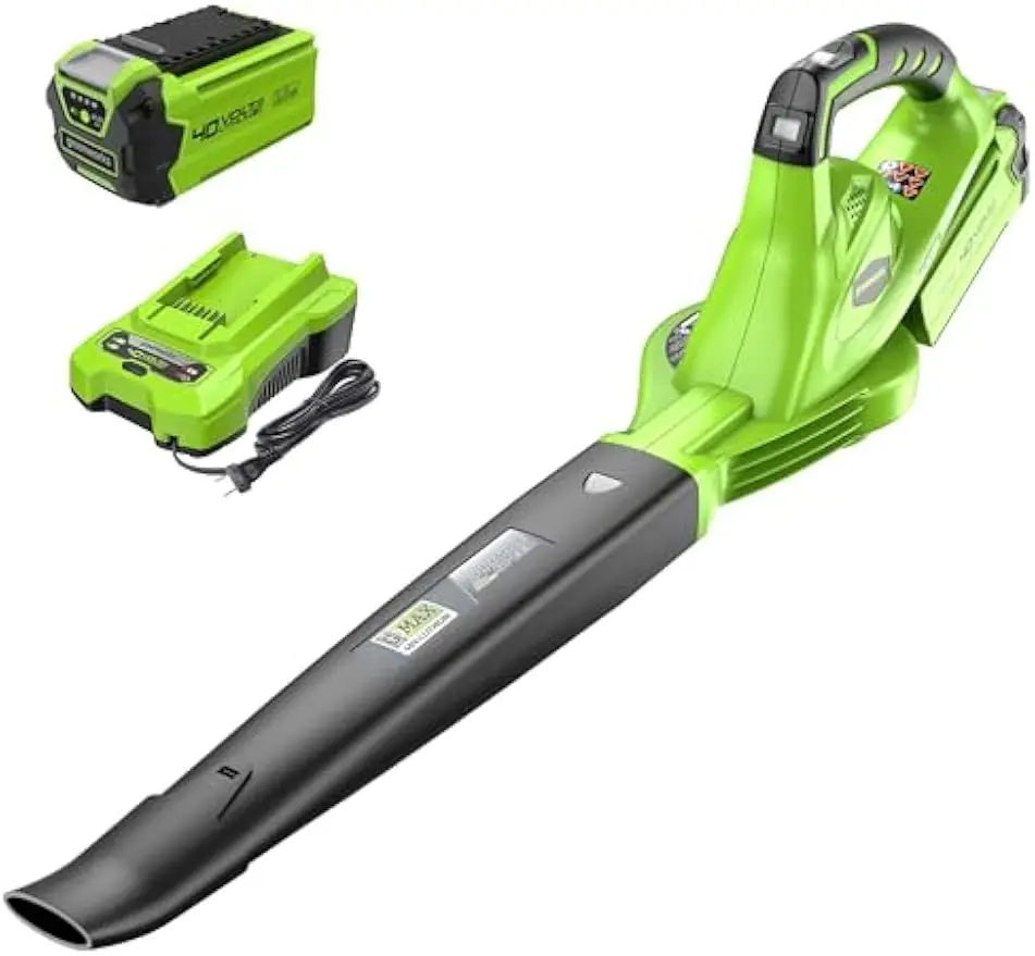 Беспроводная воздуходувка для листьев 40 В, 150 миль в час/155 куб. футов в минуту, легкая и тихая с аккумулятором и зарядным устройством для ухода за газонами, мусора, пыли
Беспроводная воздуходувка для листьев 40 В, 150 миль в час/155 куб. футов в минуту, легкая и тихая с аккумулятором и зарядным устройством для ухода за газонами, мусора, пыли