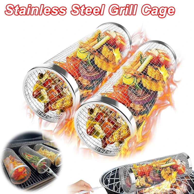 BBQ Basket Stainless Steel Rolling Grilling Basket Wire Mesh Cylinder Grill Basket Portable Round Outdoor Camping Barbecue Rack
BBQ Basket Stainless Steel Rolling Grilling Basket Wire Mesh Cylinder Grill Basket Portable Round Outdoor Camping Barbecue Rack