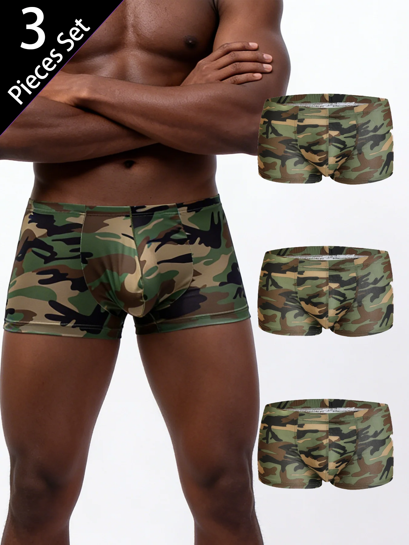 3PCS Men’s Underwear, Low Rise Camo Boxer Briefs, U-Shaped Pouch, Sexy Comfort Fit, for Daily Wear
3PCS Men’s Underwear, Low Rise Camo Boxer Briefs, U-Shaped Pouch, Sexy Comfort Fit, for Daily Wear