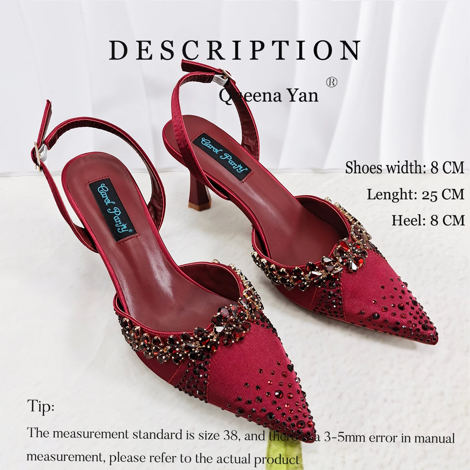 INS Hot Selling Elegant Mature Style Rhinestone Decoration Design Party Wedding Pointed Toe High Heels and Bag Set in Wine Color
INS Hot Selling Elegant Mature Style Rhinestone Decoration Design Party Wedding Pointed Toe High Heels and Bag Set in Wine Color