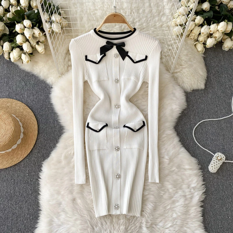 Small Fragrance Sheath Bodycon Bottomed Sweater Dress Women 2022 Autumn Korean Fashion Casual Knitting Dresses Party Vestidos
Small Fragrance Sheath Bodycon Bottomed Sweater Dress Women 2022 Autumn Korean Fashion Casual Knitting Dresses Party Vestidos