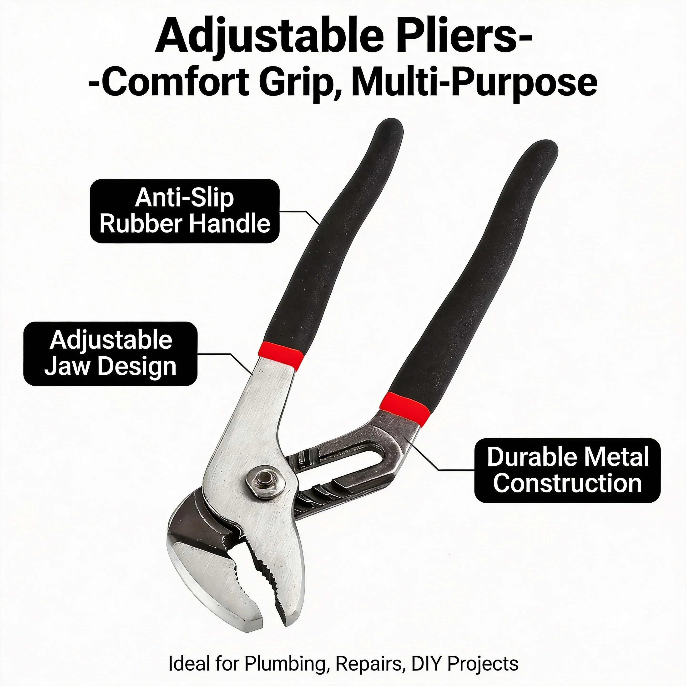 8 Inch Universal Water Pump Pliers, Large Opening Adjustable Pipe Wrench for Plumbing, Bathroom, and Water Heating Systems
8 Inch Universal Water Pump Pliers, Large Opening Adjustable Pipe Wrench for Plumbing, Bathroom, and Water Heating Systems