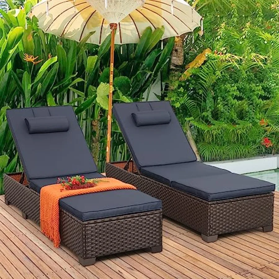 Outdoor Chaise Lounge Set of 2 Brown Wicker Patio Chaise Lounge Chairs Pool Lounge Chairs Multi-Angle Adjustable Backrest with
Outdoor Chaise Lounge Set of 2 Brown Wicker Patio Chaise Lounge Chairs Pool Lounge Chairs Multi-Angle Adjustable Backrest with