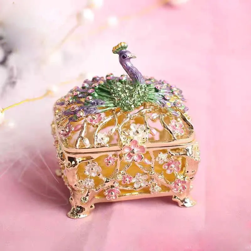 Hand Painted Peacock Bejeweled Jewelry Trinket Box Wedding Ring Holder Animal Figurine Hinged Collectives Gift Home Decor
Hand Painted Peacock Bejeweled Jewelry Trinket Box Wedding Ring Holder Animal Figurine Hinged Collectives Gift Home Decor
