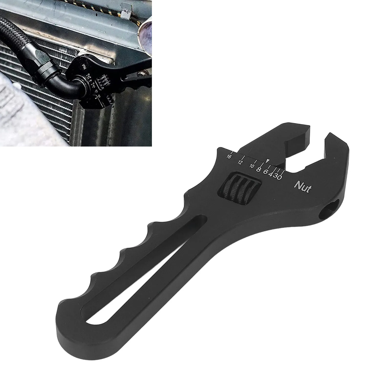ZK50 Fitting Wrench AN3‑AN16 Adjustable Aluminum Lightweight Spanner Tool for Hose Adapter End Black
ZK50 Fitting Wrench AN3‑AN16 Adjustable Aluminum Lightweight Spanner Tool for Hose Adapter End Black