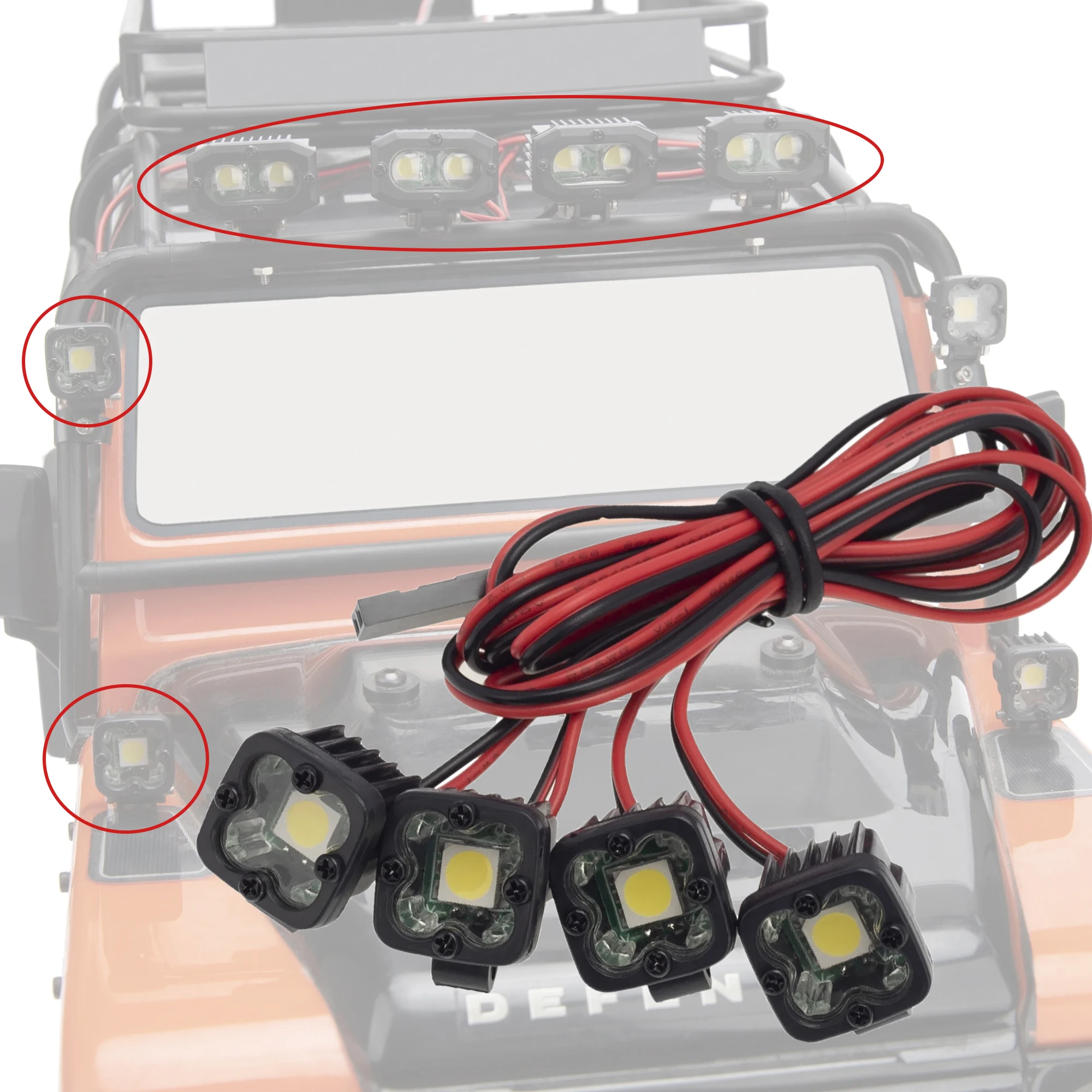 LED Lights Bright Headlights 5050 Square Spotlight for 1/10 RC Crawler Axial SCX10 90046 TRX4 Wraith RR10 MST Redcat Gen8
LED Lights Bright Headlights 5050 Square Spotlight for 1/10 RC Crawler Axial SCX10 90046 TRX4 Wraith RR10 MST Redcat Gen8